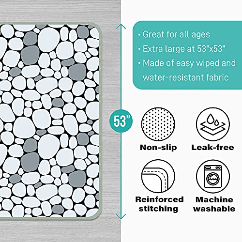 Image of Paw Legend Baby Splat Mat - Under High Chair Floor Mat, Waterproof and Washable Eating Mat for Toddlers&Kids, Mess Mat for Art, Crafts on Floor or Table (Grey Pebbles)
