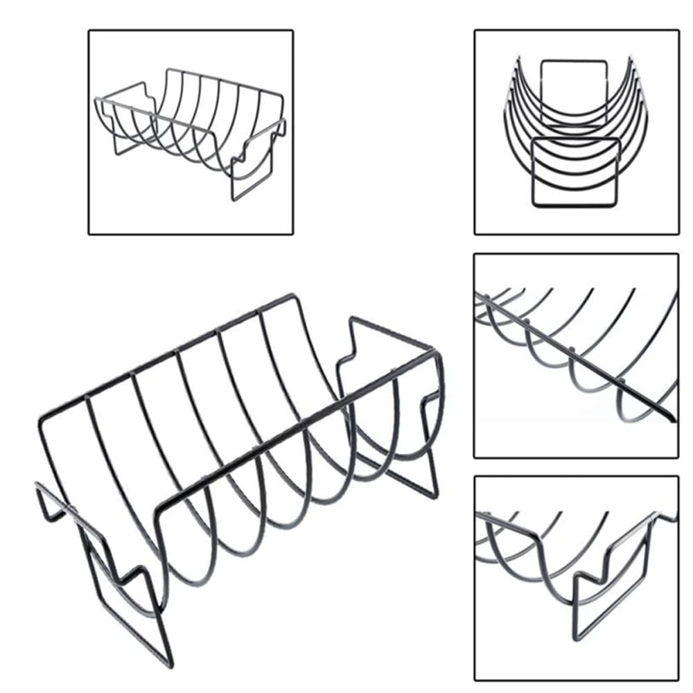 TopHomer Spareribs Halterung, Metall Grill Halter Rib Rack Nicht-Stick Rippchenhalter BBQ Rack Steak Halter Bratenkorb für Grill Zubehör
