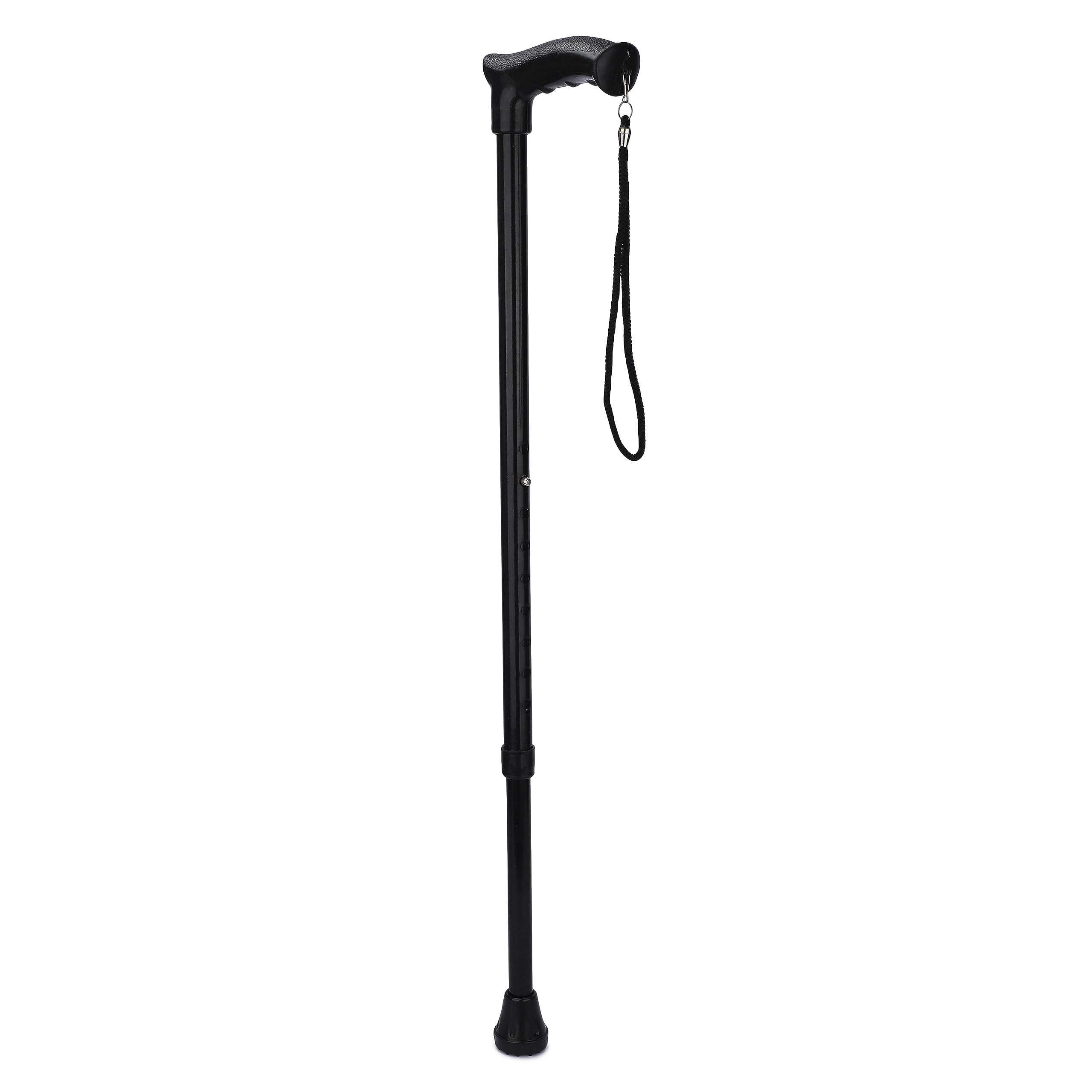 Dr. DOC Strong and Light Weight Walking Stick with Adjustible Height Mild-Steel Body for Patients, Old People or Physically Challenged (Black)