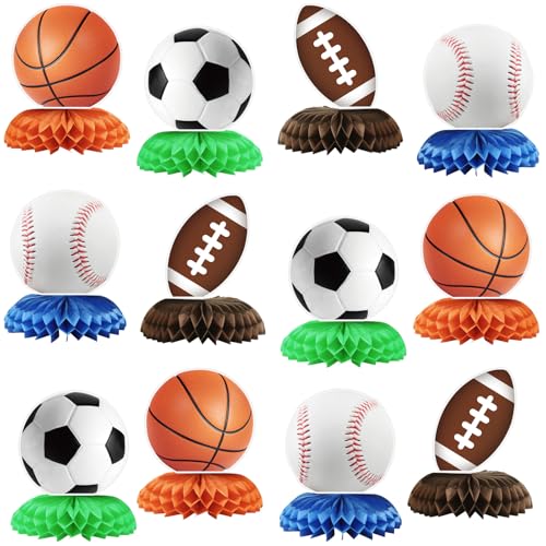 Lot de 12 décorations de fête d'anniversaire sportives,fournitures de fête à thème sportif,décoration de fête sportive,cadeaux d'anniversaire sportifs,décorations de sport de football et de basket