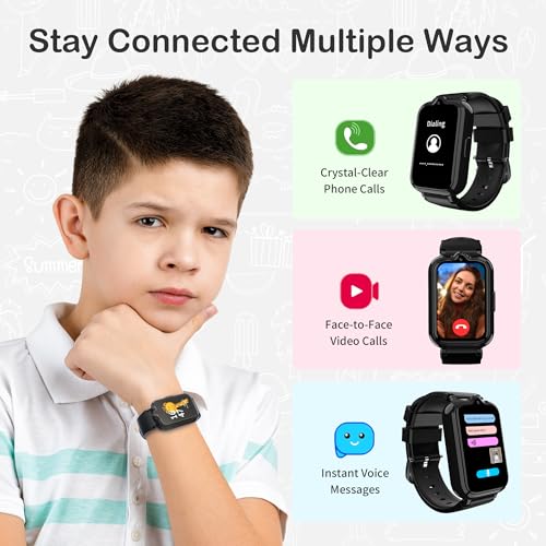 Image of 4G Kids Watch with GPS Tracker Smart Watch for Boys HD Touch Screen Video & Voice Chat Calling Pedometer SOS Alarm Calculator Camera Waterproof Digital Watch Age 5-12