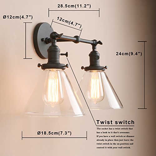 Pathson Industrial Wall Sconce Lighting for Bathroom and Bedroom