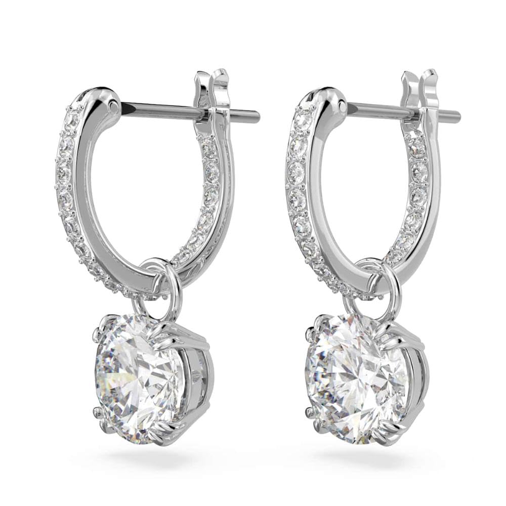 Swarovski Stilla Colección pendientes colgantes, talla redonda, blanco