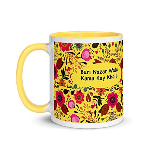 TAJNAN "Buri Nazar Wale Kama Ke KHA Le" Printed Coffee Mug for Gifting(Ceramic,Multicolor,300ml)
