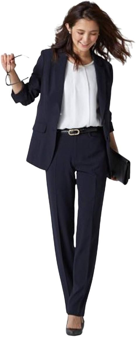 Amazon Nissen ニッセン 洗濯機洗いok 防しわ 洗濯機洗いok 防しわ 防汚加工すごく伸びるロング丈パンツスーツ ストレッチ総裏地 レディーススーツ パンツスーツ 通販