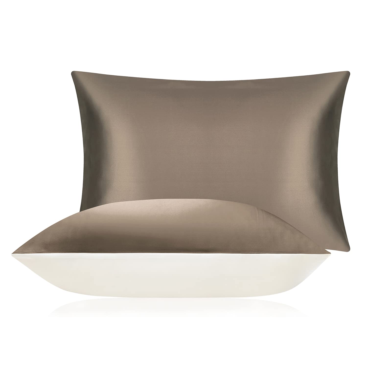 DISANGNI 100% Mulberry Silk Pillowcase, Real Silk for Hair & Skin, One Side (Coffee Color, King Size 20"×36")