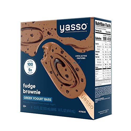 Yasso Frozen Greek Yogurt Bars Fudge Brownie, 4-Count Box (Case of 8)