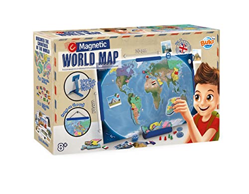 Carte du monde magnétique Buki France version anglaise pour apprendre la géographie