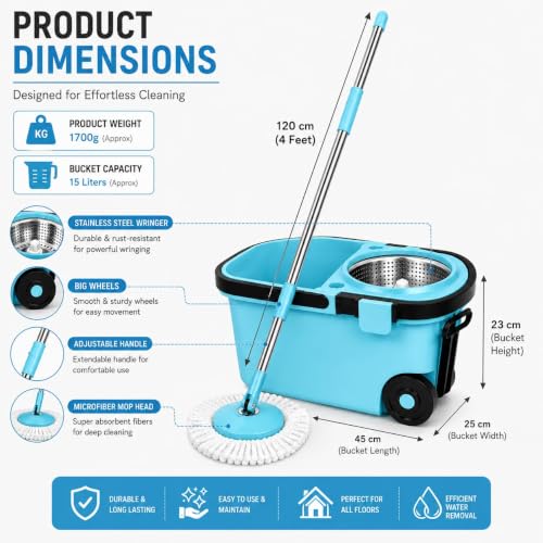 Image of Gourmetop Kitchen Spin Mop with Easy Wring & Rinse System | Gourmetop Kitchen Spin Mop with Easy Wring & Rinse System