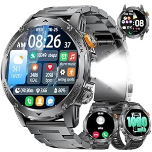 LIGE Smart Watch for Men with Answer/Make Calls, 1.75″ HD Display Military Smartwatch with 1000mAh Battery(50+Standby), LED Flashlight, IP68 Waterproof, 120+ Sport Modes, Android iOS Smart Watches