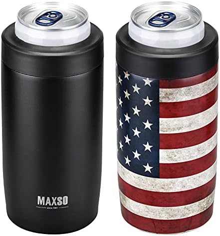 Maxso Slim Can Cooler, 4-in-1 Double Walled Stainless Steel Insulated Beer Can Holder, Works with All 12 Oz Cans,Bottles & As A Pint Cups - 2 Pack