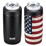 Maxso Slim Can Cooler, 4-in-1 Double Walled Stainless Steel Insulated Beer Can Holder, Works with Al
