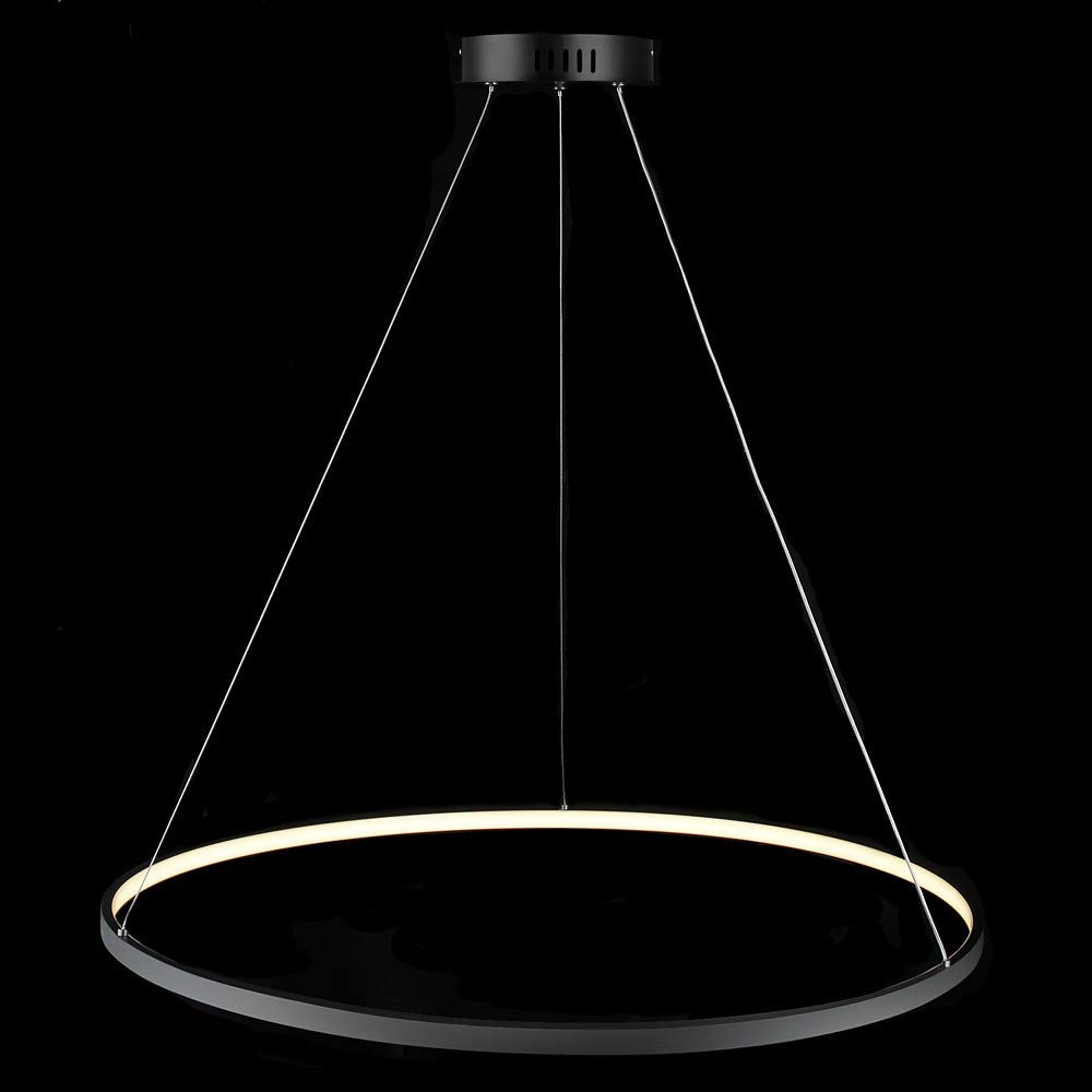 KXEcoLife Modern Adjustable LED Chandelier - 60cm Black & Tricolor Acrylic Pendant Light for Living Room, Bedroom, Kitchen Stylish Metal Hanging Fixture