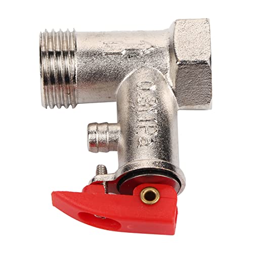 Brass Pressure Relief Valve, 0.8Mpa, G1/2 inch Caliber, 5.5cm Safety Valve with Red Handle for Electric Water Heater, Kitchen, Bathroom