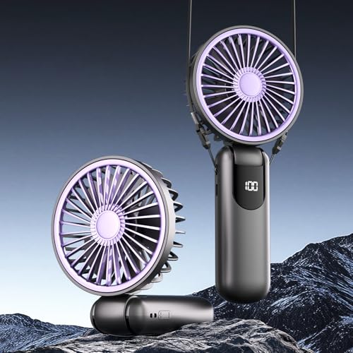 IGUGI Mini Ventilador de Mano Portátil USB, Ventilador Plegable de Escritorio,Bolsillo de 5 Velocidades con Base, Adecuado Para El Hogar, La Oficina, El Dormitorio y Viajes Al Aire Libre