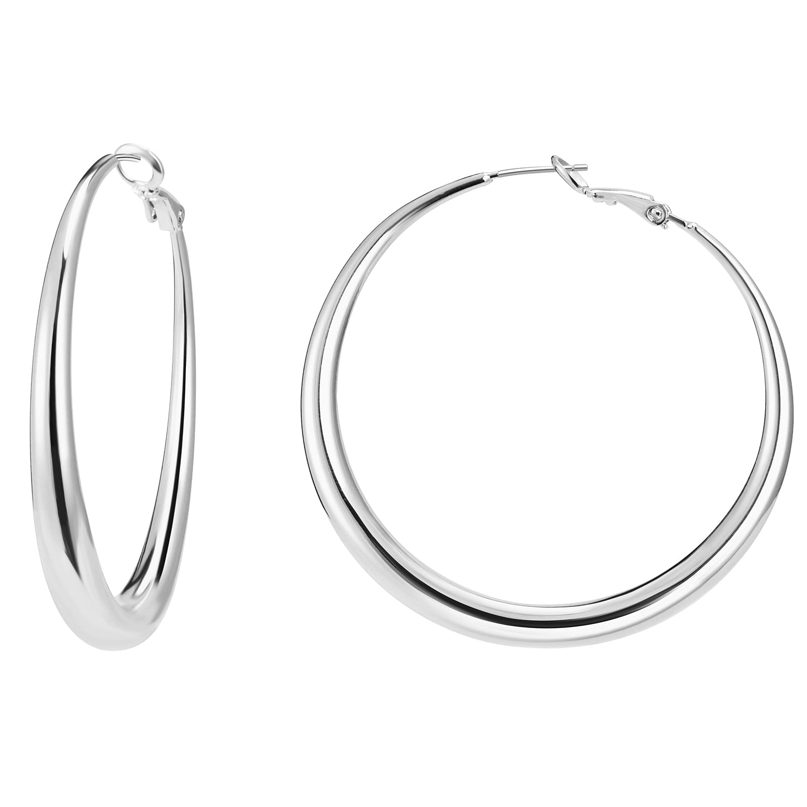 RobeokaChunky Hoop Earrings for Women 18K Real Gold Plated Thick Round Gold Hoops Earrings Hypoallergenic Tube Statement Earring Gift 25/30/40MM