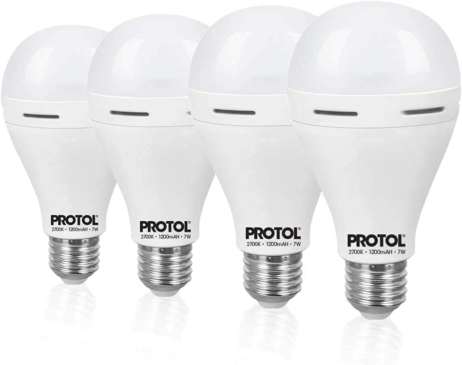 PROTOL LED Light Bulb 9W (4 Pack) - Daylight 1300 Lumens Pure White (75W Equivalent) | Energy Saving, Long Life | Efficient A19 Bulb, E26 Base | 60-ENLED-9W-4