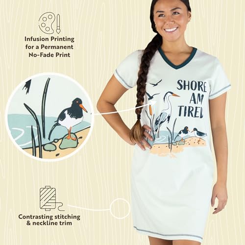 Image of Lazy One Women's Novelty Nightshirt - Funny Cotton Nightgown, Cute V-neck Sleep Shirts, Women's Sleepwear