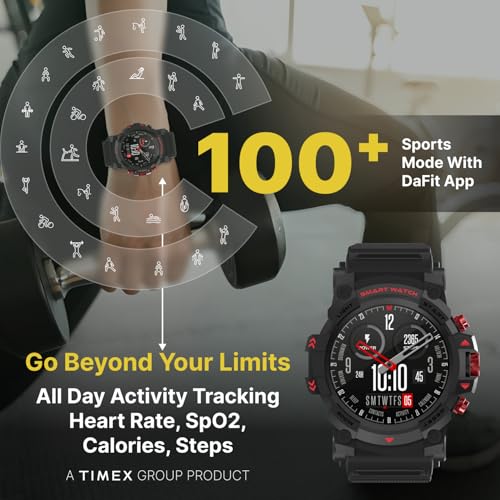 Image of TIMEX iConnect Go 1.38 inch(3.50 cm) Display with Functional Crown and BT Calling Smartwatch for Unisex - TWIXW800T, Black