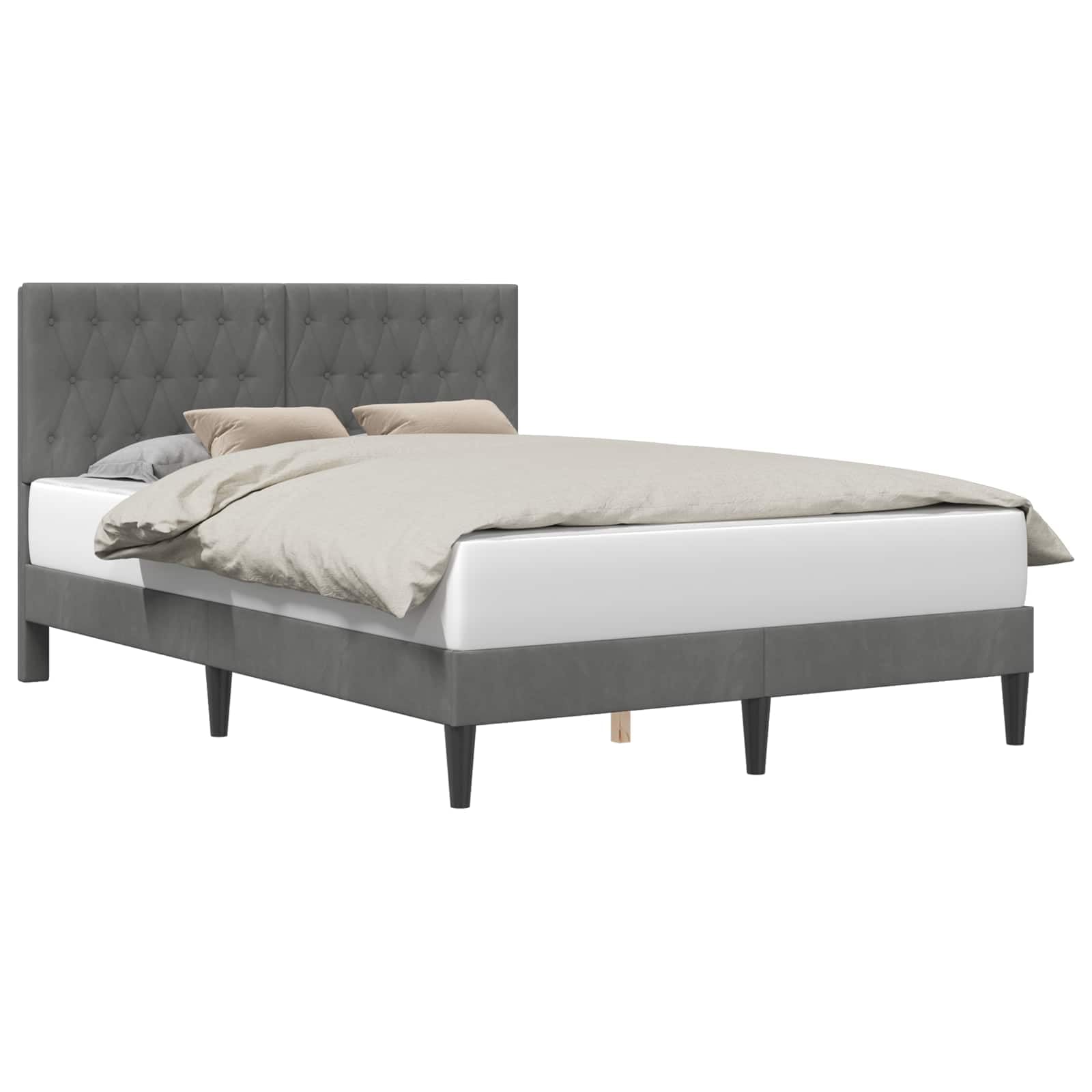 vidaXL Struttura del letto Grigio Scuro 120 x 190 cm Velluto, Camera Moderna, Letto in Velluto, Design Rettangolare, Setup Pratico, Biancheria Elegante, Stile Funzionale