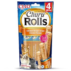 INABA Churu Rolls Reich an Hähnchen und Thunfisch Katzenleckerlis | Getreidefrei, Zuckerfrei, ohne künstliche Aromen Katzensnacks 40 g (1er Pack)