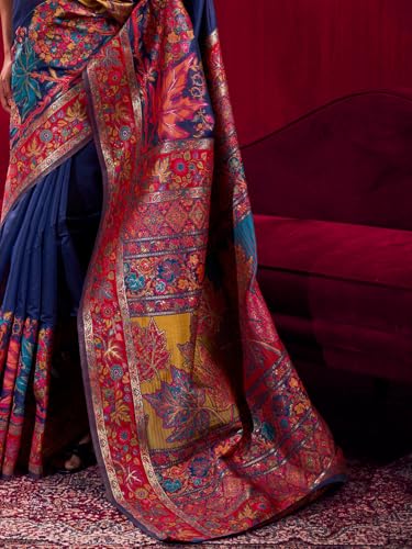 AKHILAM navy blue navy blue silk saree – image 6