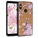 Produktbild kwmobile Schutzhülle kompatibel mit Xiaomi Redmi Note 5 (Global Version) / Note 5 Pro - TPU Bumper - Holz Blüten Rosa Violett Braun