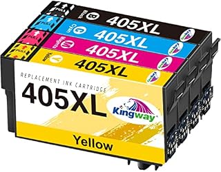 Kingway 405XL Ink Cartridges for Epson 405XL 405 Ink Cartridges for Epspon WorkForce Pro WF-7830DTWF WF-4820DWF WF-7840DTW WF-4830DTWF WF-3820DWF WF-4825DWF Printer Black Cyan Magenta Yellow, 4 Pack