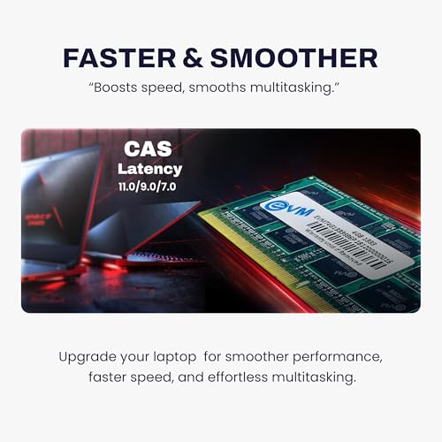 Image of EVM 4GB DDR3 Laptop RAM 1333MHz SO-DIMM - 1.5V Low Voltage, 204-PIN Pin, Intel & AMD Compatible, High-Speed Laptop Memory Upgrade - 10 Year Warranty (EVMT4G1333S86P)