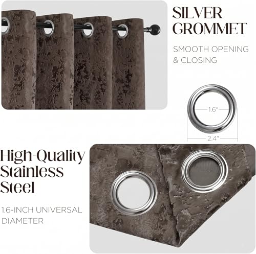 Image of IVAZA Premium Velvet Burnout Pattern 70% Blackout Opaque Curtains - Thermal Insulated, Heavy Blackout Opaques, Room Darkening Curtain for Long Door 10 Feet Pack of 2 Coffee Burnout