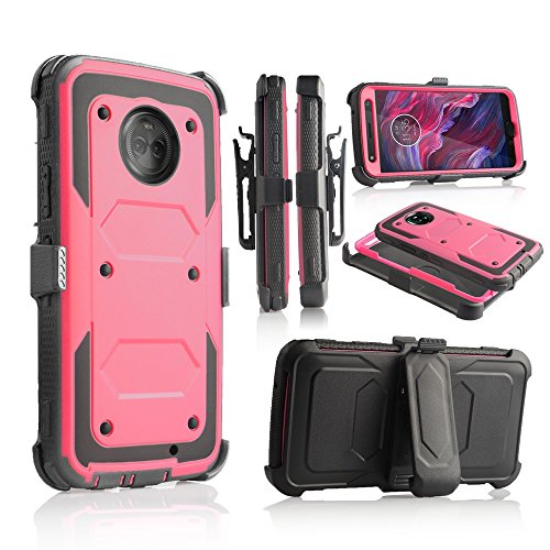 For Motorola X4, Xt1900-1, Motorola Moto X 4Th Gen (2017), Moto X4 Android Full Body Rugged Holster Explorer Armor Case With Built In Screen Protector (Pink) #TOP12