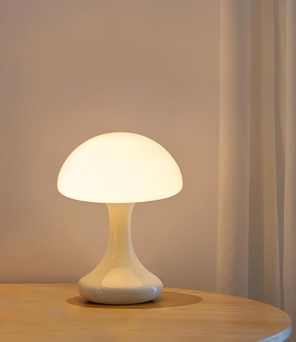 Miniatura 1 de Lámpara de cristal con forma de hongo, bombilla retro regulable reemplazable para dormitorio, sala de estar, mesita de noche, lámpara estética