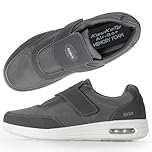 KWUKOTY Men's Diabetic Shoes | Adjustable Sneakers | Lace-Free | Plantar Fasciitis/Edema/Swollen Feet/Bunions | Grey Wide Size 12.5