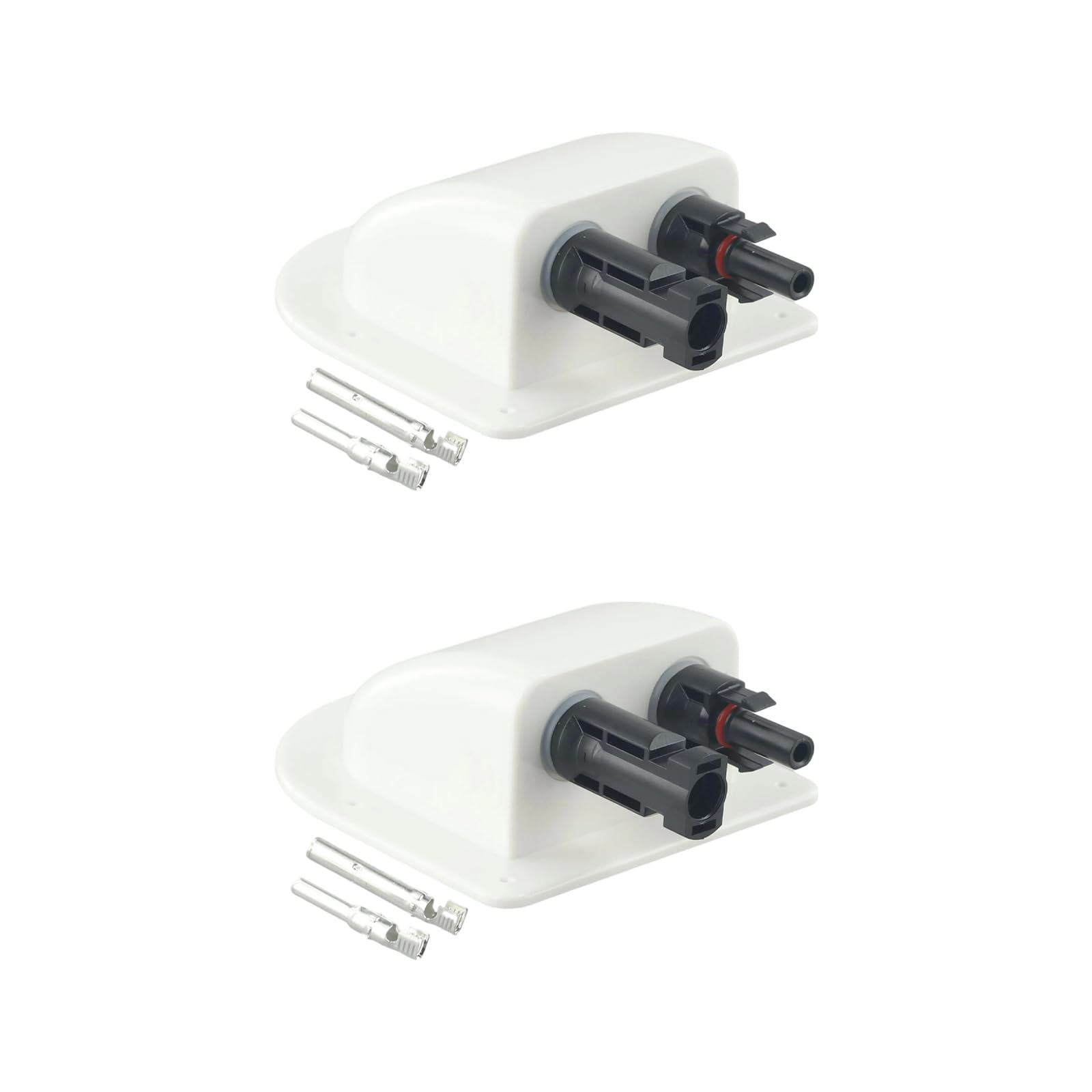 Hdoytxxm White Double Hole Photovoltaic Junction Box Solar Panel Cable Entry Glands Sealing Box Curved Cable Connector For Caravans Motorhome Boats