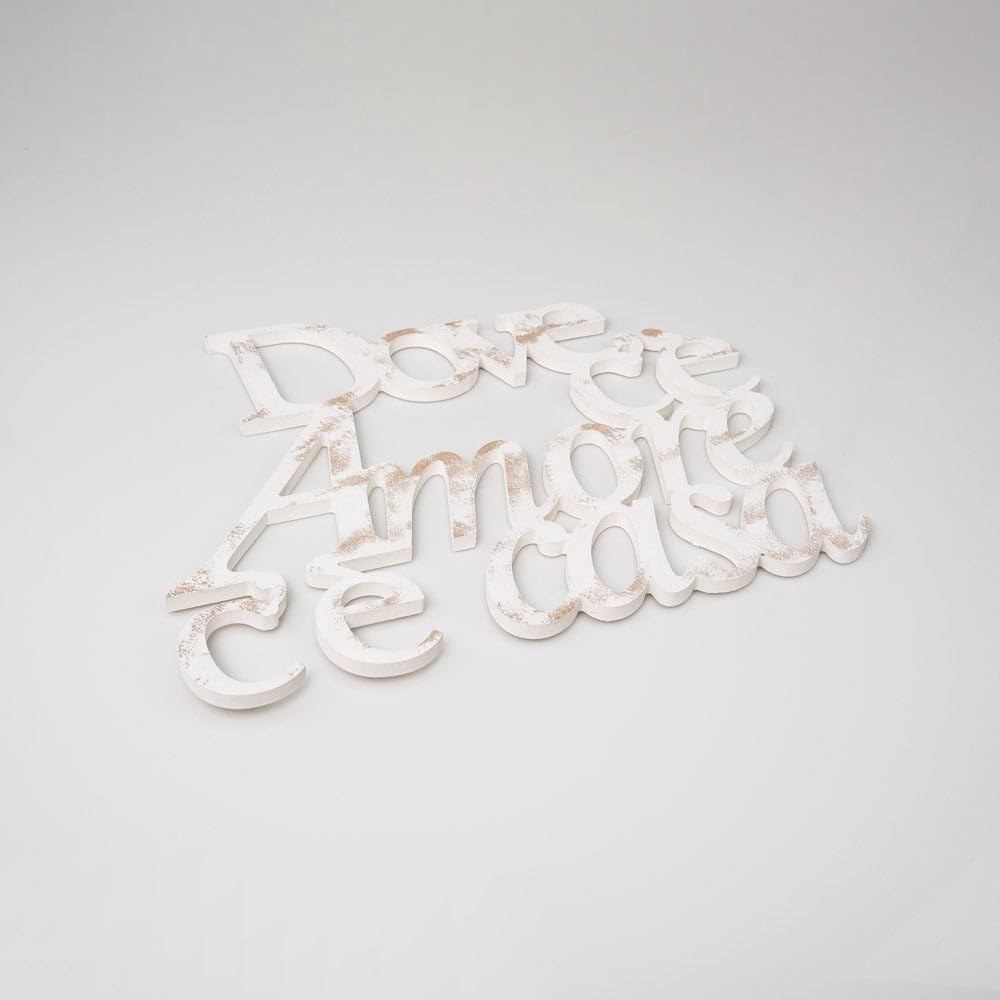 Scritta in Legno da Appendere per la Famiglia Dove c'è Amore c'è casa, Decorazione in Legno da Parete arredo Moderno per la casa, Made in Italy