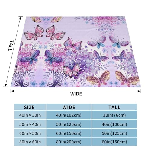 Couverture polaire papillon violet pour canapé et lit douillet