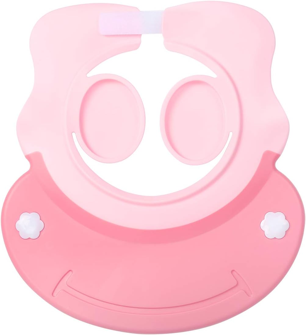 Baby Shower Cap KATOOM Shampoo Shower Cap Bathing Protector Wash Hair Shield Adjustable Visor Hat with Ear Protection for Toddler Kids Children (Pink)