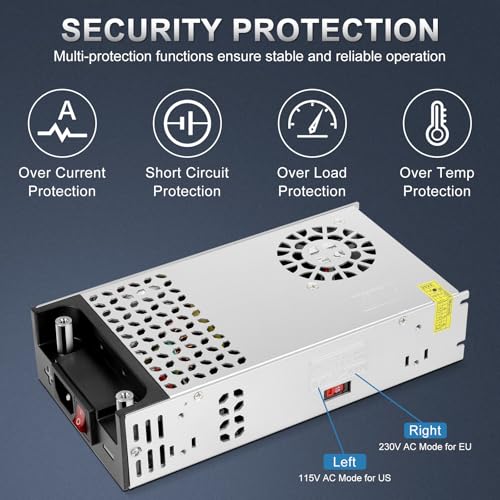 inShareplus 12V 500W New Version AC to DC Converter, 120V to 12V Power Supply, Switching Transformer for RV, LED Strips, CCTV, Car Stereos, LCD Monitors, Computer Projects2