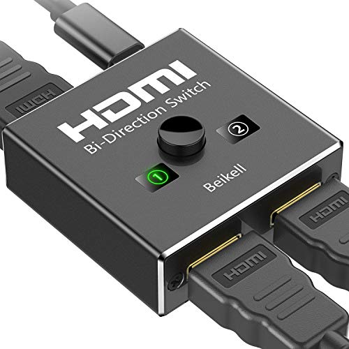 HDMI Switch, Beikell Conmutador HDMI Switcher Splitter 1080P 4K y 3D Bidireccional Entrada 2 a 1 Salida o Switch 1 a 2 Salida para HDTV, BLU-Ray Player, PS3, PS4, DVD, DVR, Xbox, Fire Stick, etc.
