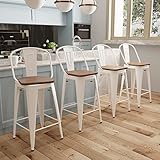 AKLAUS Swivel Metal Bar Stools Set of 4 Counter Height Stools Counter Bar Stools with Back Swivel...