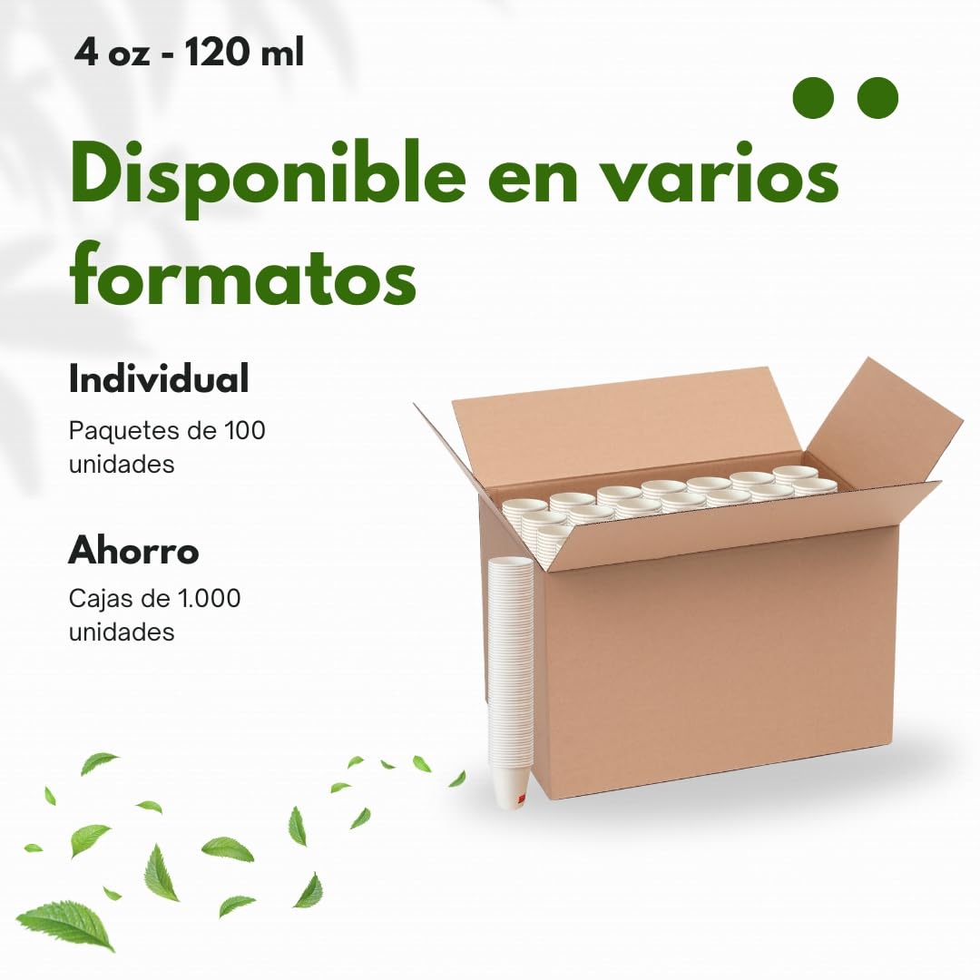 1000 Vasos Desechables de Café Para Llevar - Vasos Cartón para Servir el Café, el Té, Bebidas Calientes y Frías (4 oz - 120 ml, Blanco)