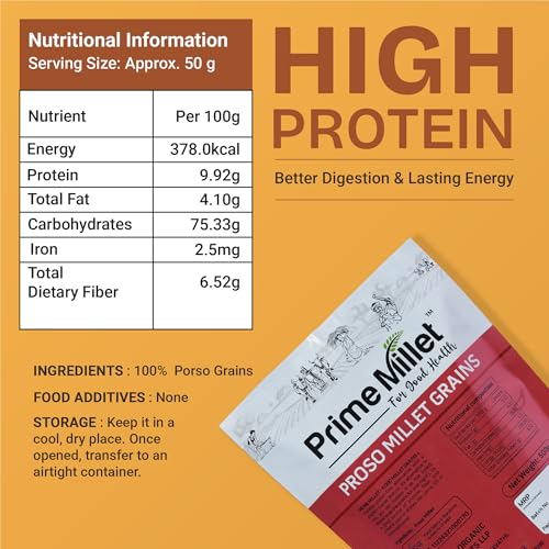 Image of Prime Millets Organic Whole Proso Millet Grain | High Fiber | Healthy Digestive Meals | Kodo Idly Rava(Pack Of 2-750Gm)