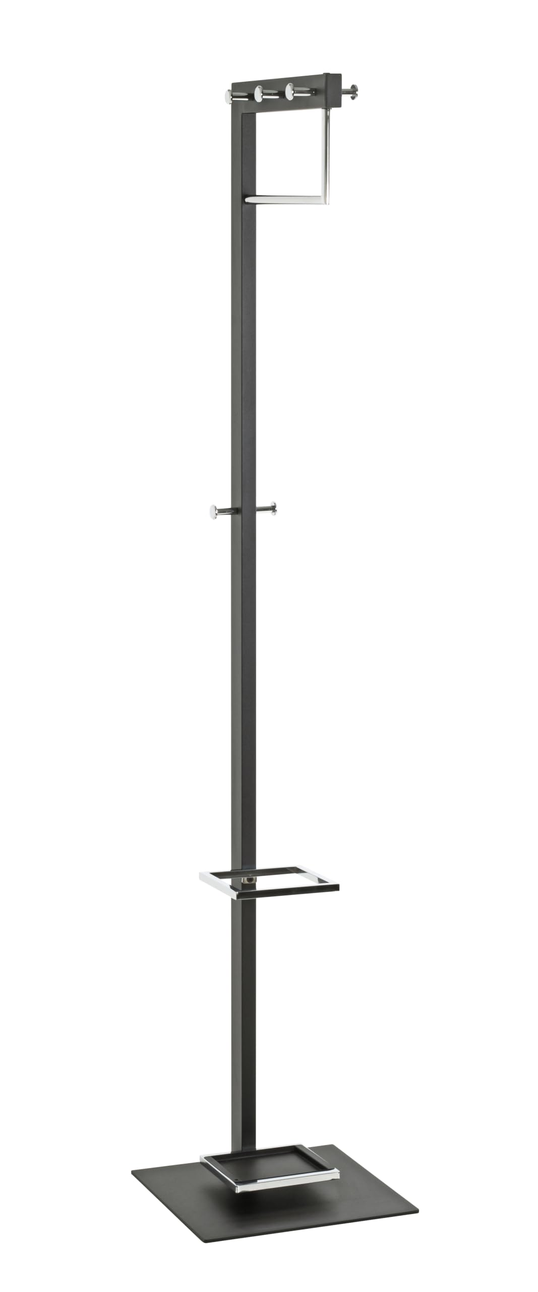 HAKU Garderobenständer Chrom, schwarz, Metall Mantelständer - Maße: B 35 x H 175 x T 41 cm, Style: Modern