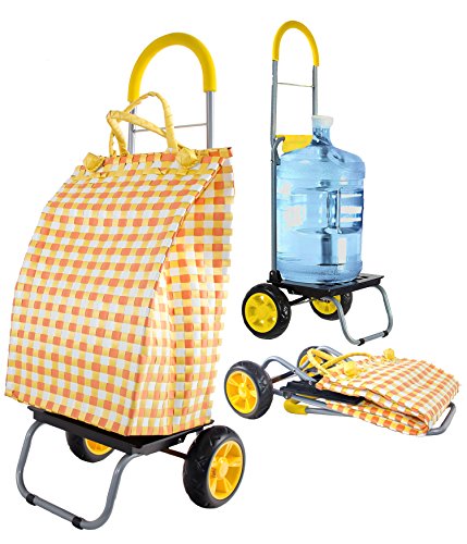 Image of dbest products Trolley Dolly Shopping Grocery Foldable Cart Storage Mom, Blue Polka Dot