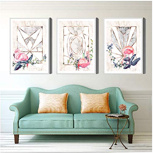 Feuille d'or rose flamingo toile haut de gamme 50x70