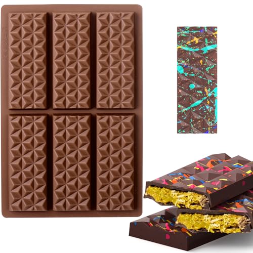 BABORUI 6 Cavities Chocolate Bar Mold Deep with Bags Scraper, Thick Chocolate Bar Mold for Stuffed...