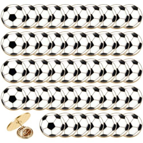 48 Pcs Soccer Lapel Pins, Sports Lapel Pin Ball Lover Pins Gift Round Metal Pin Hat Shirt Tie Brooches Charm Decoration