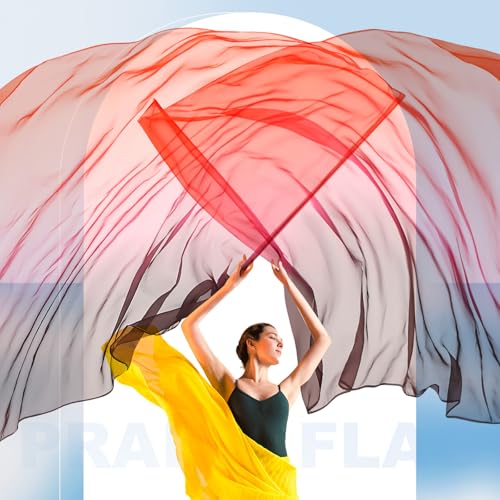 Image of Jecery 2 Set Praise Dance Flags, Orange-red-purple, 55'' X 78 inch