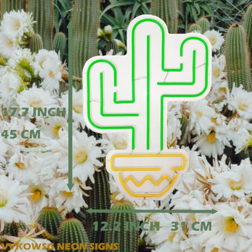 Image of QILAND Cactus LED Neon Sign Super Bright Acrylic Handmade Led Light Neon Light Size 12.2x17.7 in Cactus Sign for Shop Window Store Display Beer Bar Nightclub Grand Opening Gift, Green