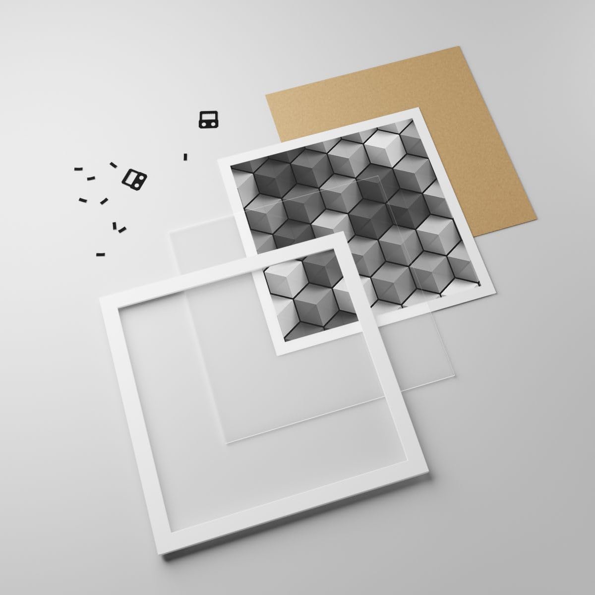 Affiche Poster 60x60cm Tableaux Image Photo 3D Cube Moderne